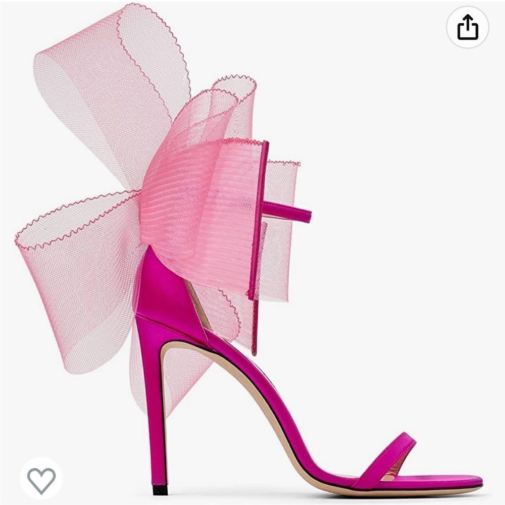 PINK HEELED SANDAL | PINK SANDAL WITH ASYMMETRIC BOW
